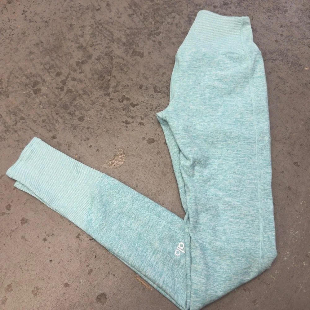 Alo Yoga High Waist Alosoft Lounge Leggings Aqua Blue Heather XXS